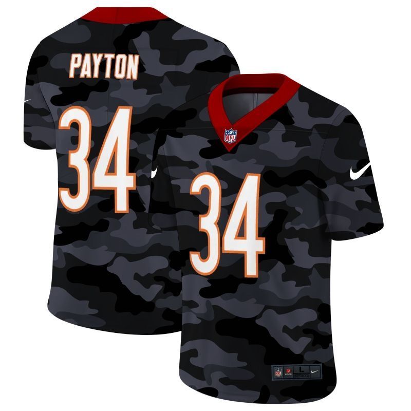 Chicago Bears Walter Payton 34 Nfl 2020 Camo Black Jersey