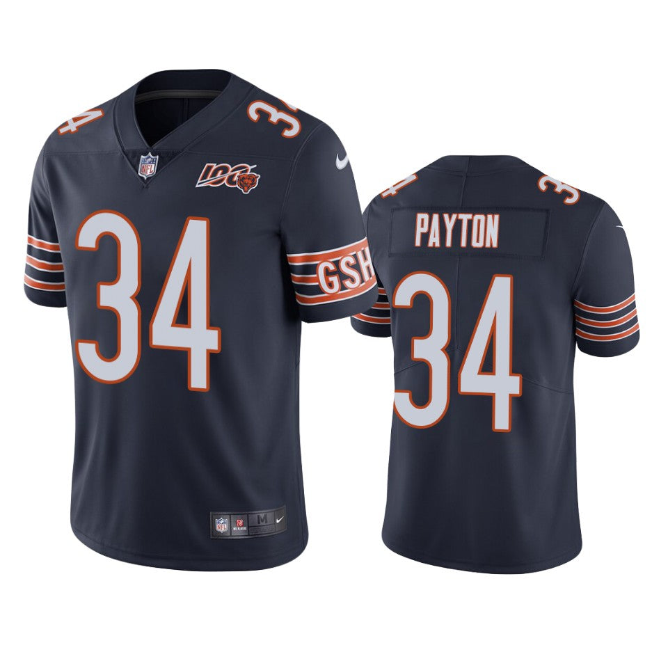 Chicago Bears Walter Payton Navy 100th Season Limited Jersey Mens