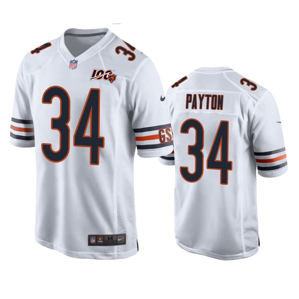 Chicago Bears Walter Payton White 100th Season Game Jersey Men