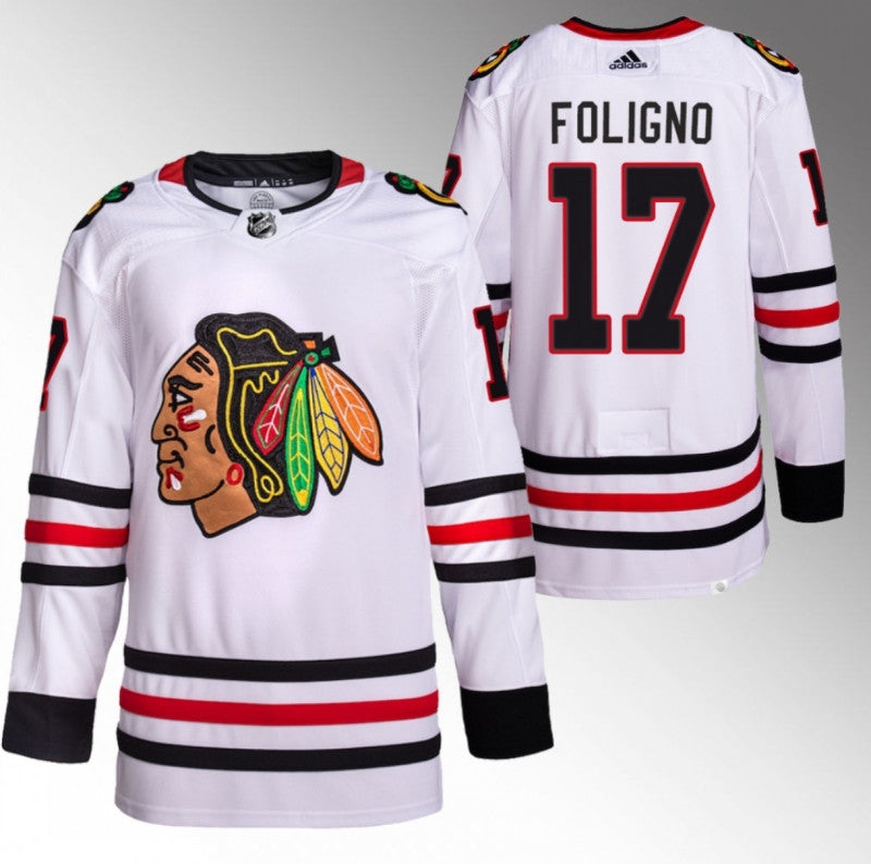 Chicago Blackhawks 17 Nick Foligno White Stitched Hockey Jersey