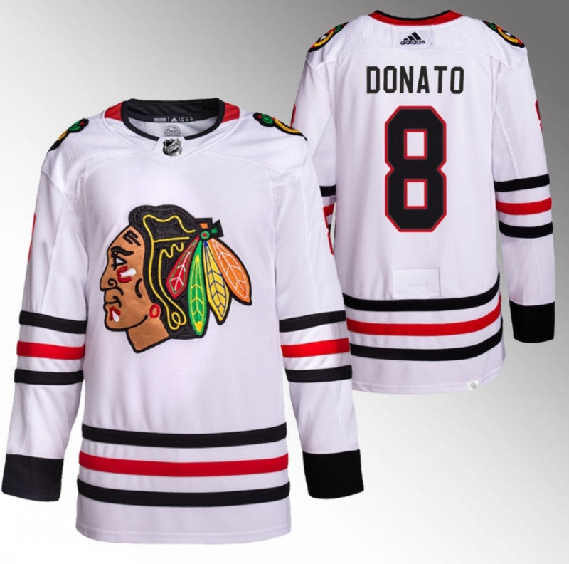 Chicago Blackhawks 8 Ryan Donato White Stitched Hockey Jersey