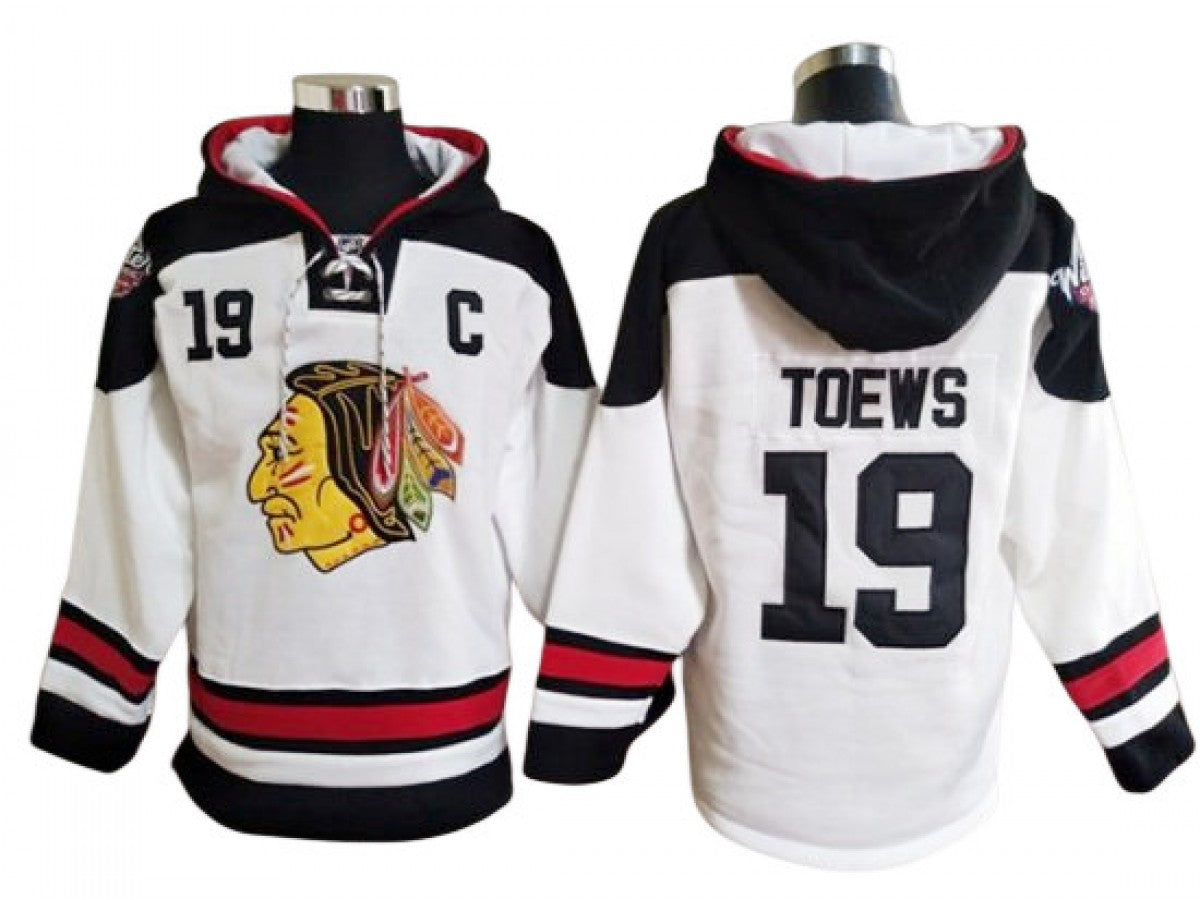 Chicago Blackhawks #19 Jonathan Toews White Ageless Must-Have Lace-Up Pullover H