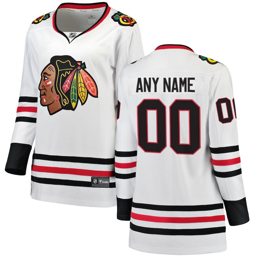 Chicago Blackhawks Fanatics Branded Womens Away Breakaway Custom Jersey White