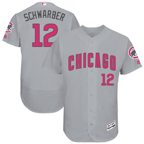 Chicago Cubs 12 Kyle Schwarber Grey Flexbase Authentic Collection Mothers Day Stitched Mlb Jersey