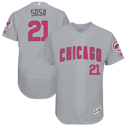 Chicago Cubs 21 Sammy Sosa Grey Flexbase Authentic Collection Mothers Day Stitched Mlb Jersey