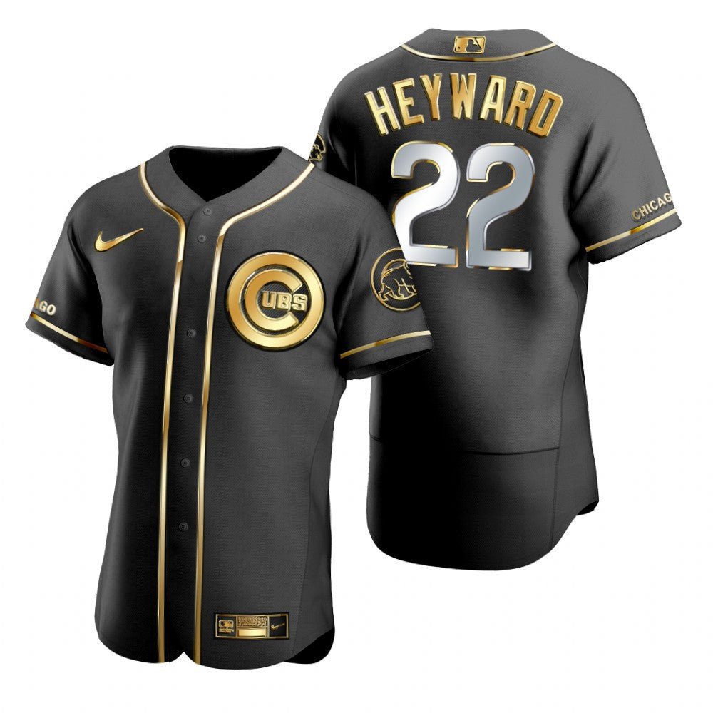 Chicago Cubs 22 Jason Heyward Mlb Golden Brandedition Black Jersey Gift For Cubs Fans
