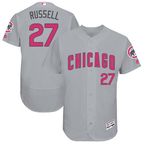 Chicago Cubs 27 Addison Russell Grey Flexbase Authentic Collection Mothers Day Stitched Mlb Jersey