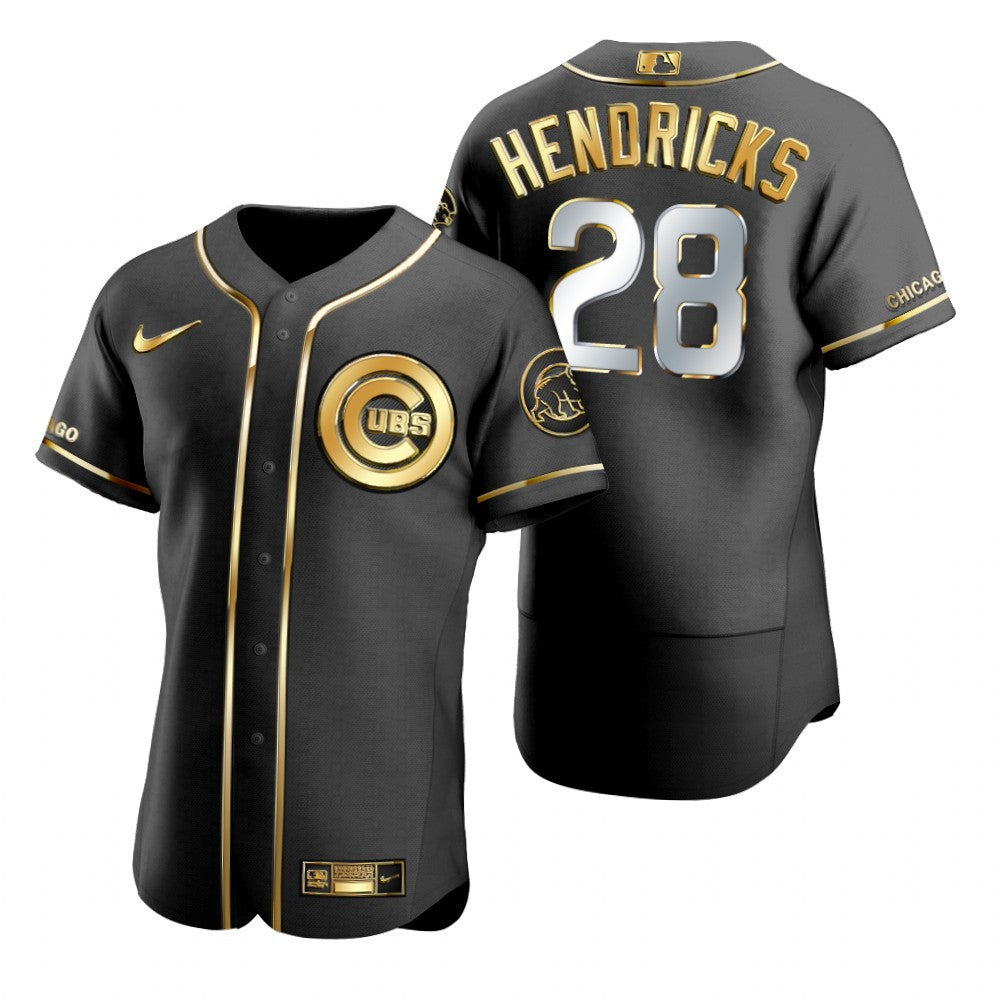 Chicago Cubs 28 Kyle Hendricks Mlb Golden Brandedition Black Jersey Gift For Cubs Fans