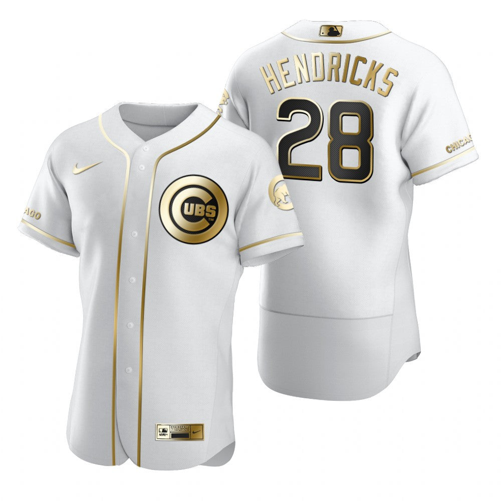 Chicago Cubs 28 Kyle Hendricks Mlb Golden Brandedition White Jersey Gift For Cubs Fans