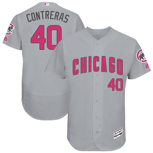 Chicago Cubs 40 Willson Contreras Grey Flexbase Authentic Collection Mothers Day Stitched Mlb Jersey