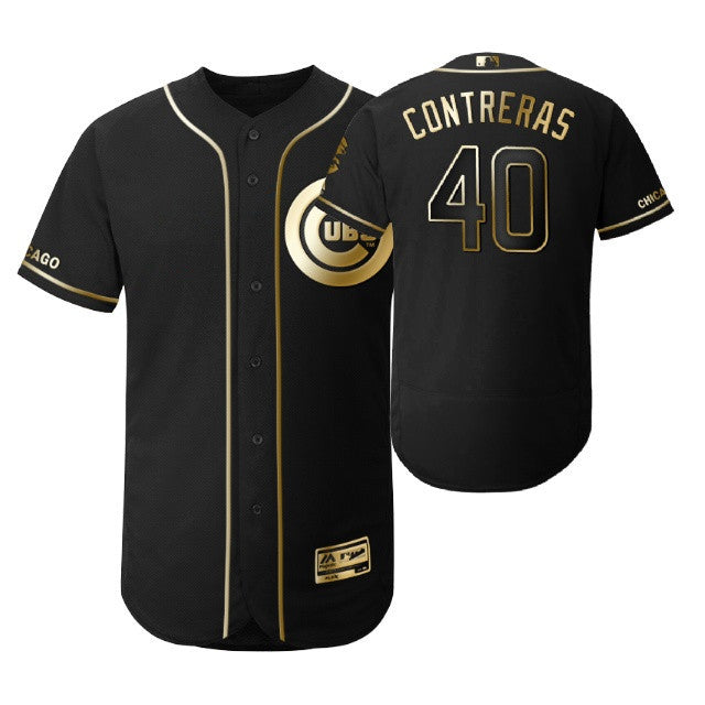 Chicago Cubs 40 Willson Contreras Mlb 2019 Golden Brandedition Black Jersey Gift For Cubs Fans