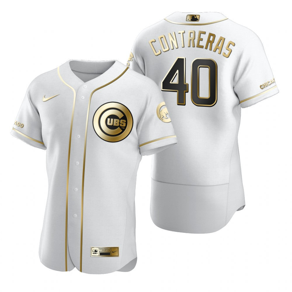 Chicago Cubs 40 Willson Contreras Mlb Golden Brandedition White Jersey Gift For Cubs Fans