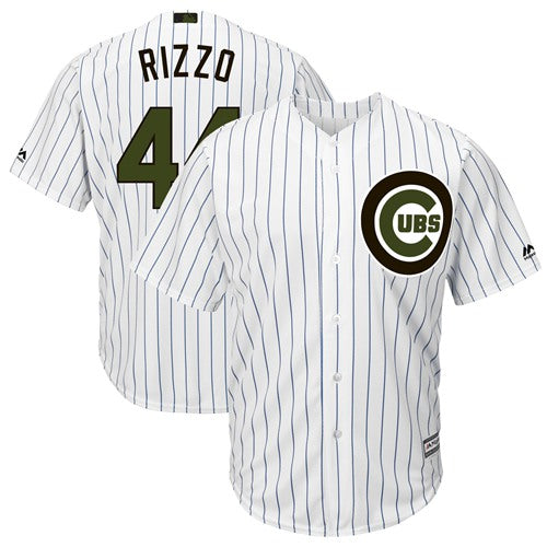Chicago Cubs 44 Anthony Rizzo Whiteblue Strip New Cool Base 2018 Memorial Day Stitched Baseball Jersey