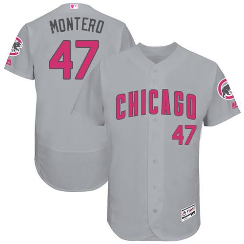 Chicago Cubs 47 Miguel Montero Grey Flexbase Authentic Collection Mothers Day Stitched Mlb Jersey