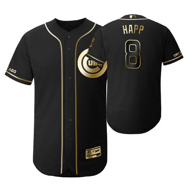 Chicago Cubs 8 Ian Happ Mlb 2019 Golden Brandedition Black Jersey Gift For Cubs Fans
