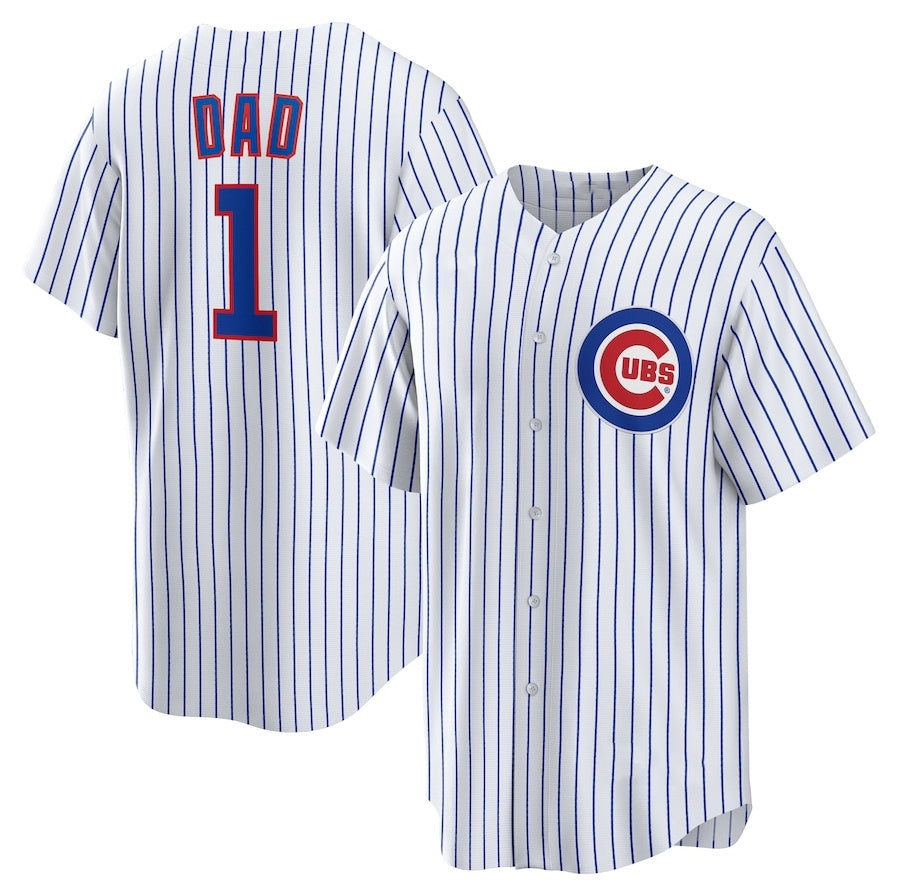 Chicago Cubs #1 Dad Home Replica Jersey White Stitched Baseball Jersey