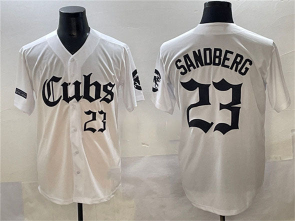 Chicago Cubs #23 Ryne Sandberg White ‘Gothic North Side Edition&' Vapor Premier L