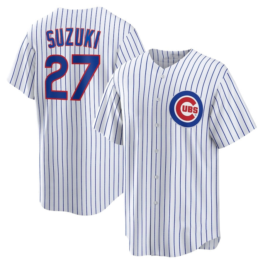 Chicago Cubs #27 Seiya Suzuki Home Replica Jersey White Stitched Baseball Jers