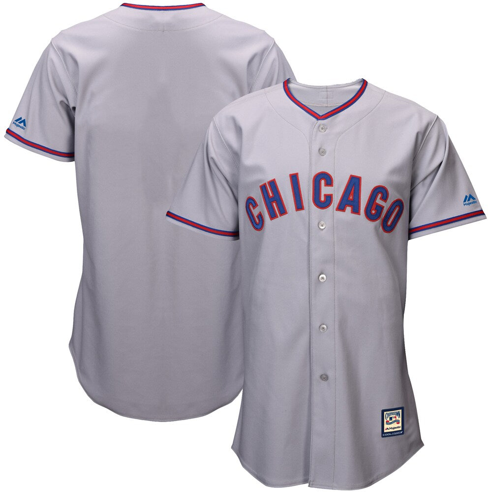 Chicago Cubs Majestic Cooperstown Collection Cool Base Jersey Gray