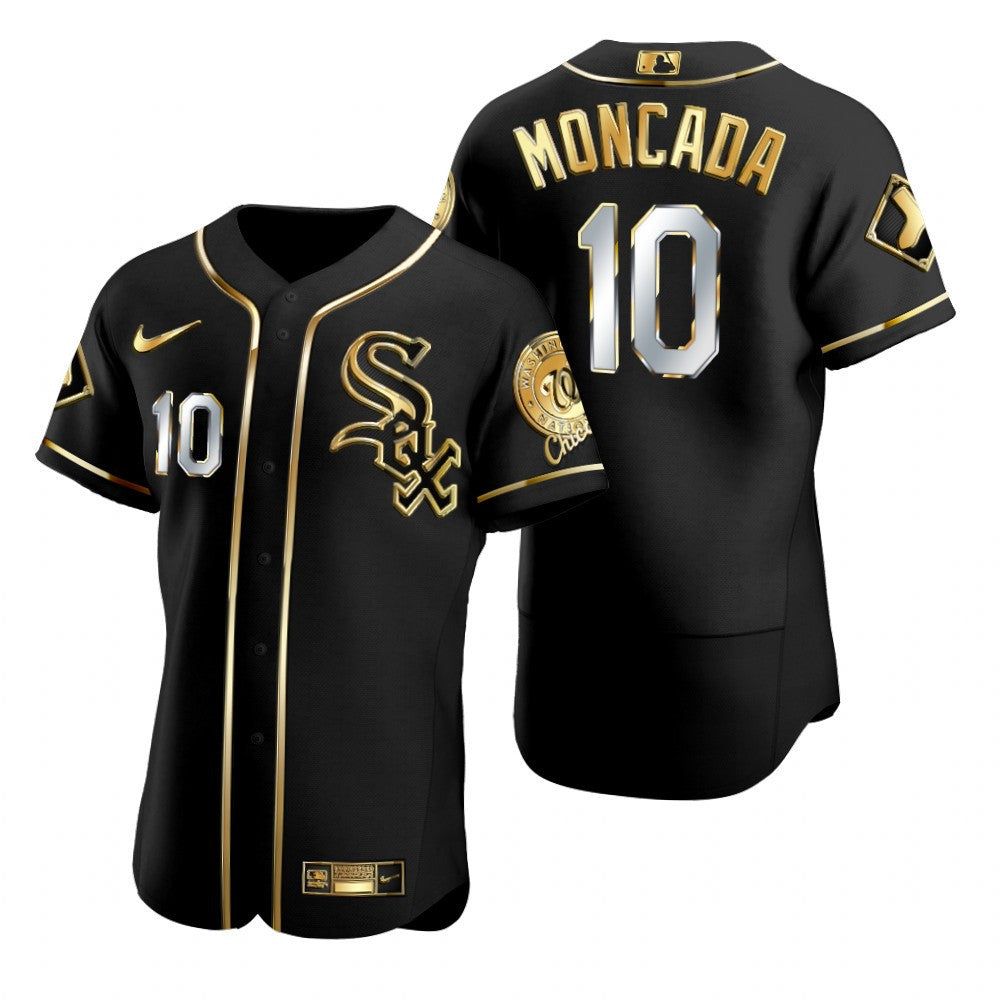 Chicago White Sox 10 Yoan Moncada Mlb Golden Brandedition Black Jersey Gift For White Sox Fans
