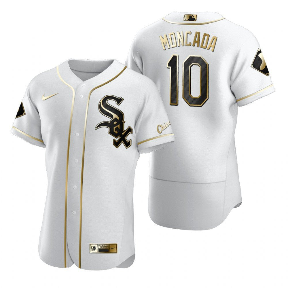 Chicago White Sox 10 Yoan Moncada Mlb Golden Brandedition White Jersey Gift For White Sox Fans