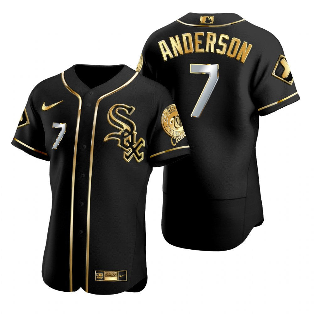 Chicago White Sox 7 Tim Anderson Mlb Golden Brandedition Black Jersey Gift For White Sox Fans
