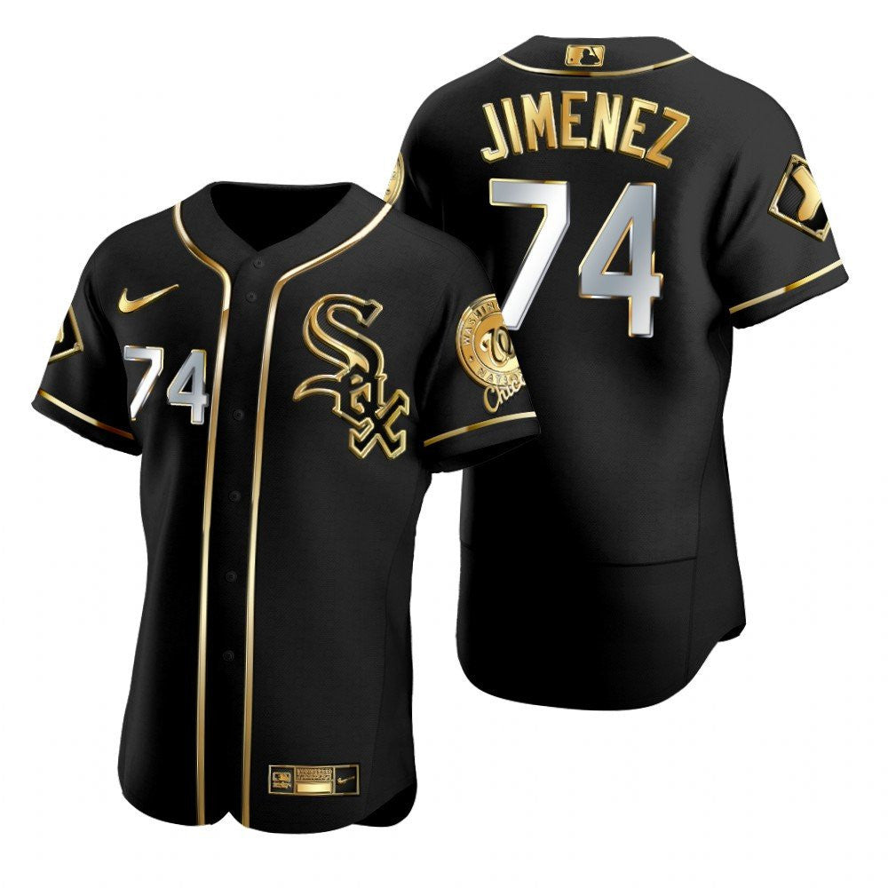 Chicago White Sox 74 Eloy Jimenez Mlb Golden Brandedition Black Jersey Gift For White Sox Fans