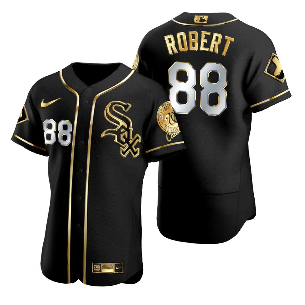 Chicago White Sox 88 Luis Robert Mlb Golden Brandedition Black Jersey Gift For White Sox Fans