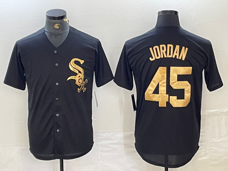 Chicago White Sox #45 Michael Jordan Black Gold Cool Base Stitched Baseball Jers