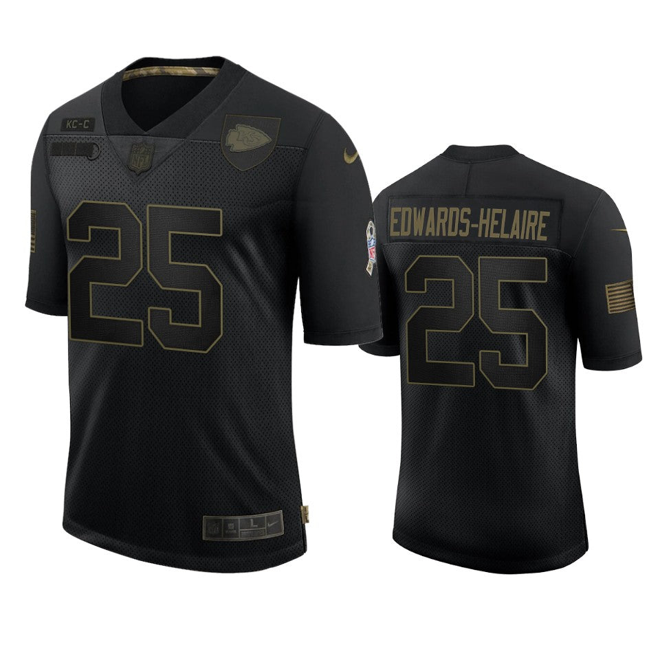 Chiefs Clyde Edwards helaire Limited Jersey Black 2020 Salute To Service