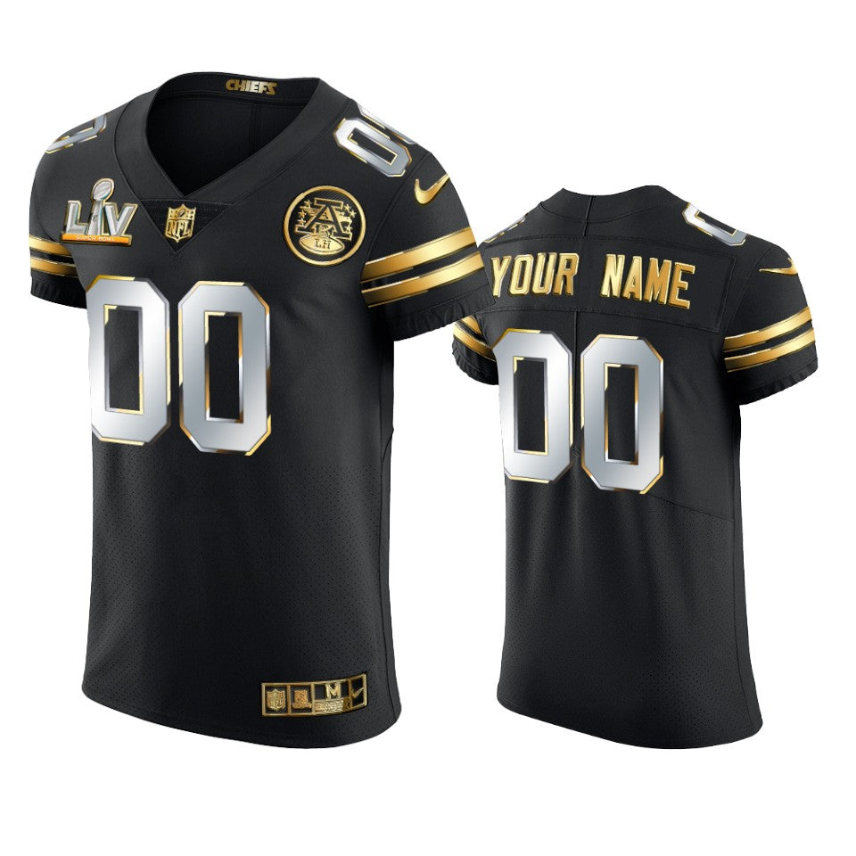 Chiefs Custom Black Super Bowl Lv Golden Elite Jersey