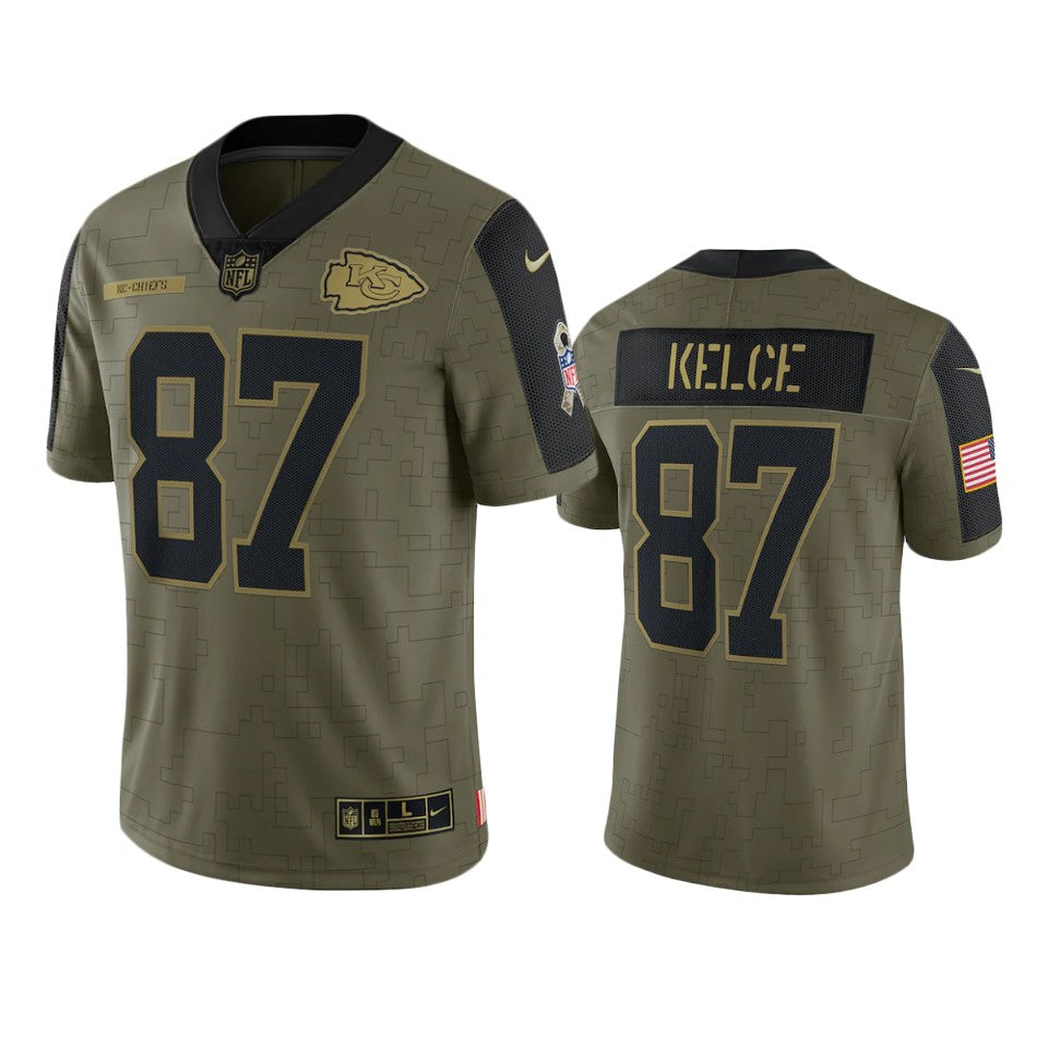 Chiefs Travis Kelce Limited Jersey Olive 2021 Salute To Service