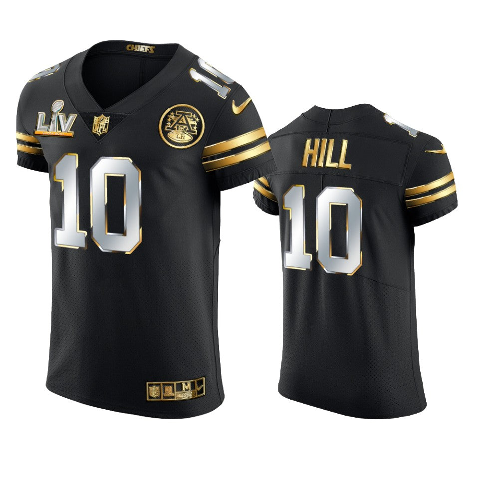 Chiefs Tyreek Hill Black Super Bowl Lv Golden Elite Jersey