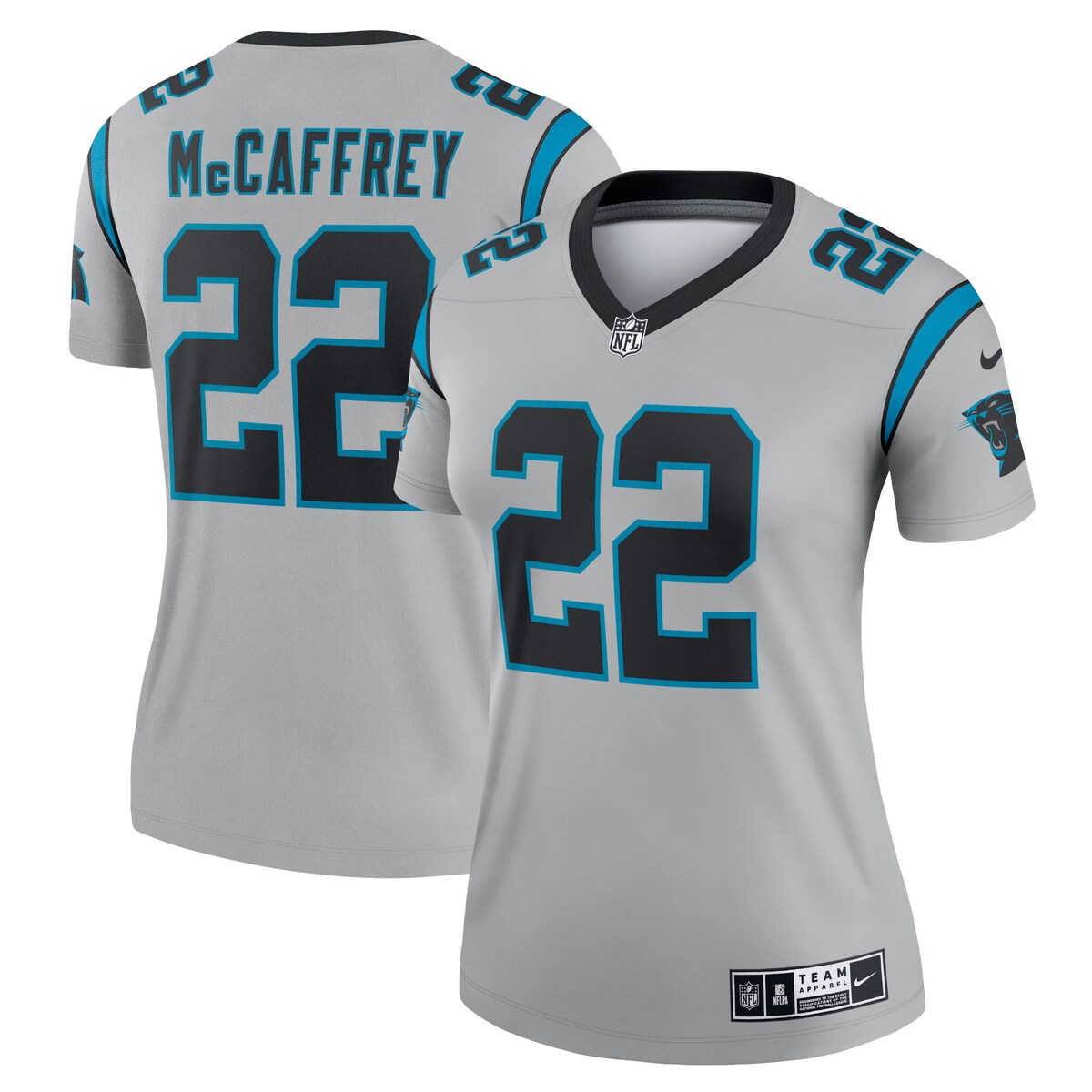 Christian Mccaffrey Carolina Panthers Nike Womens Inverted Legend Jersey Silver