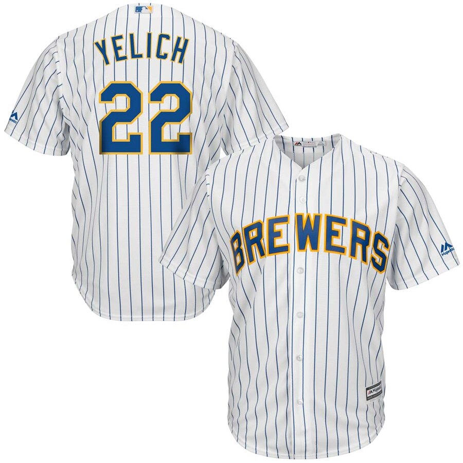 Christian Yelich Milwaukee Brewers Majestic Alternate Official Cool Base Player Jersey Whiteroyal