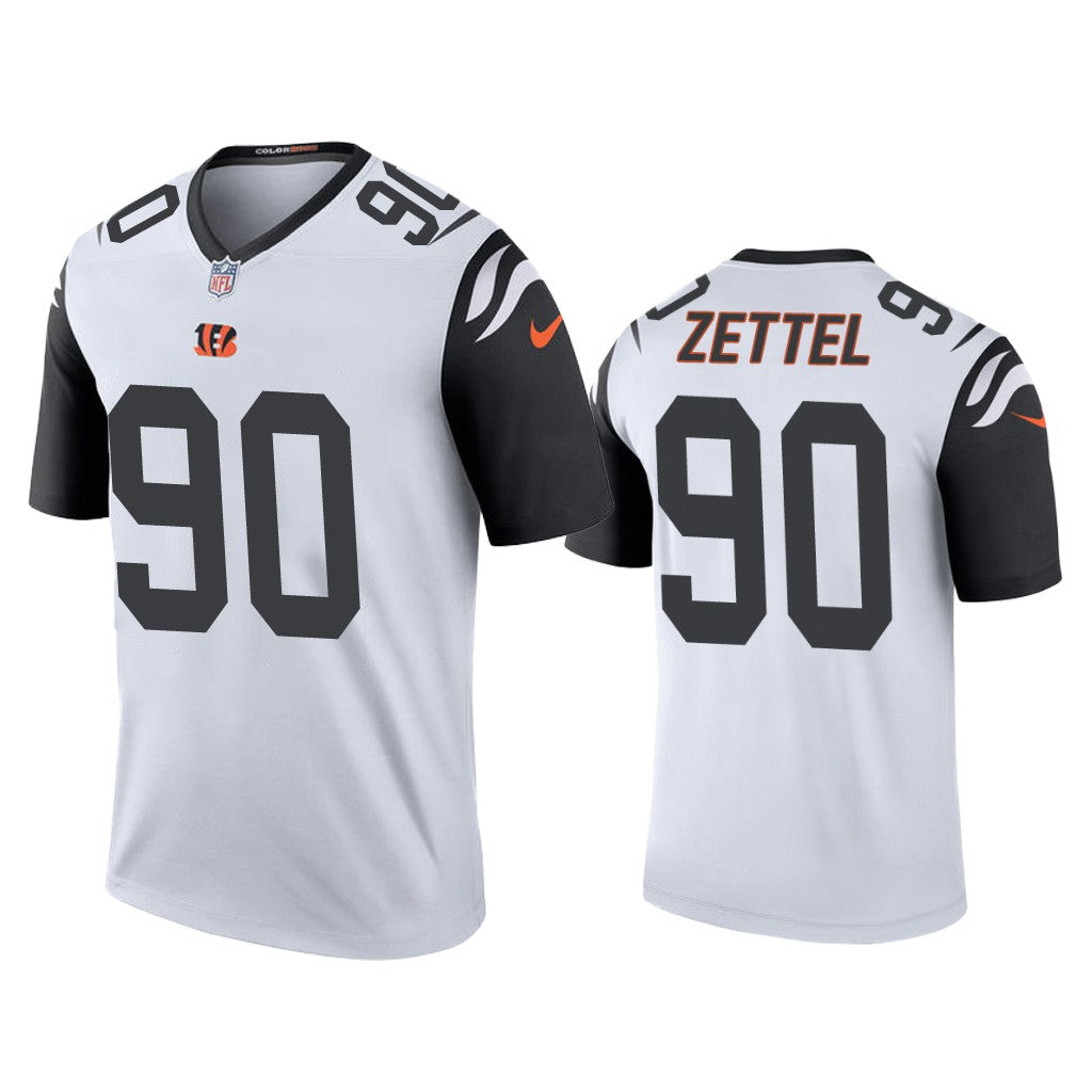 Cincinnati Bengals Anthony Zettel White Color Rush Legend Jersey