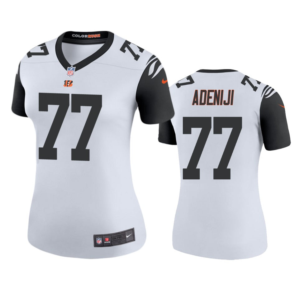 Cincinnati Bengals Hakeem Adeniji White Color Rush Legend Jersey Womens