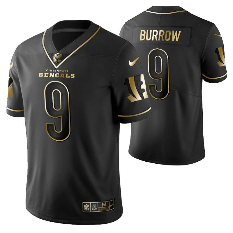 Cincinnati Bengals Joe Burrow 9 2021 Nfl Golden Brandedition Black Jersey Gift For Bengals Fans