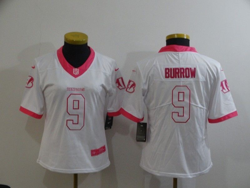 Cincinnati Bengals Joe Burrow 9 Nfl 2020 White Womens Jersey