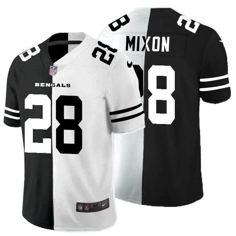 Cincinnati Bengals Joe Mixon 28 Nfl 2020 Black And White Jersey