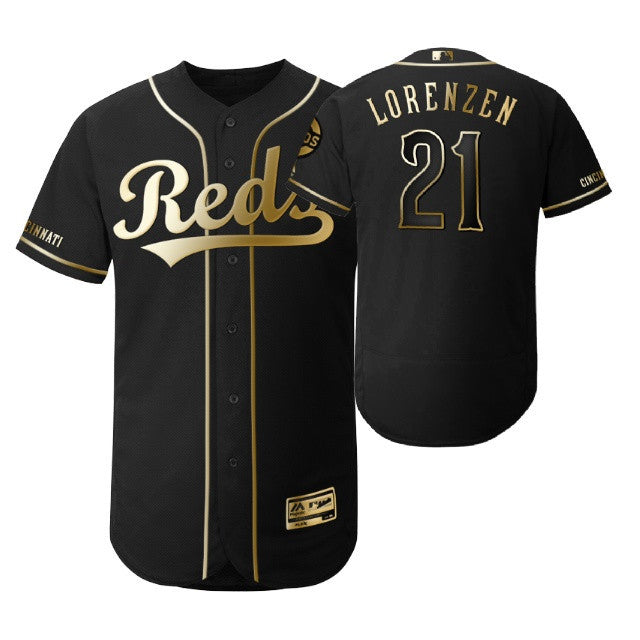 Cincinnati Reds 21 Michael Lorenzen Mlb 2019 Golden Brandedition Black Jersey Gift For Reds Fans