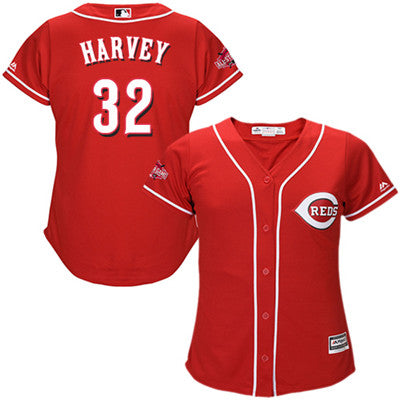 Cincinnati Reds 32 Matt Harvey Red Alternate Womens Stitched Baseball Jersey