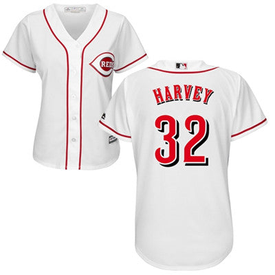 Cincinnati Reds 32 Matt Harvey White Home Womens Stitched Baseball Jersey