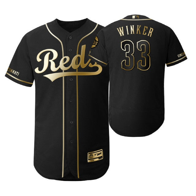Cincinnati Reds 33 Jesse Winker Mlb 2019 Golden Brandedition Black Jersey Gift For Reds Fans