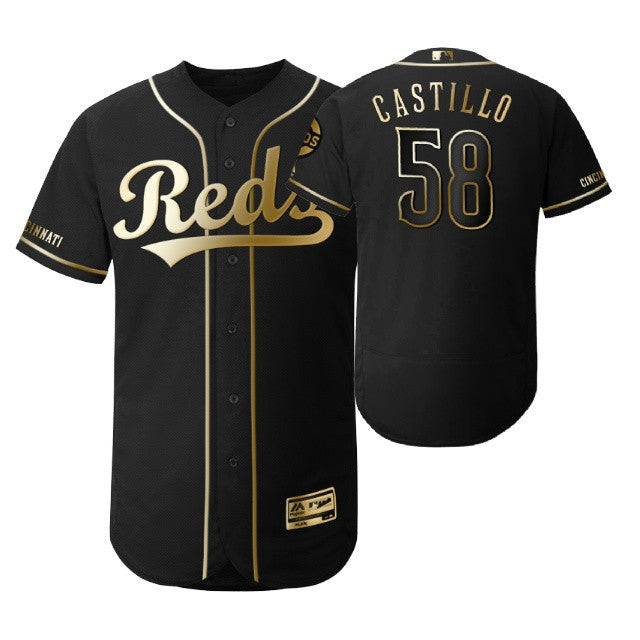 Cincinnati Reds 58 Luis Castillo Mlb 2019 Golden Brandedition Black Jersey Gift For Reds Fans