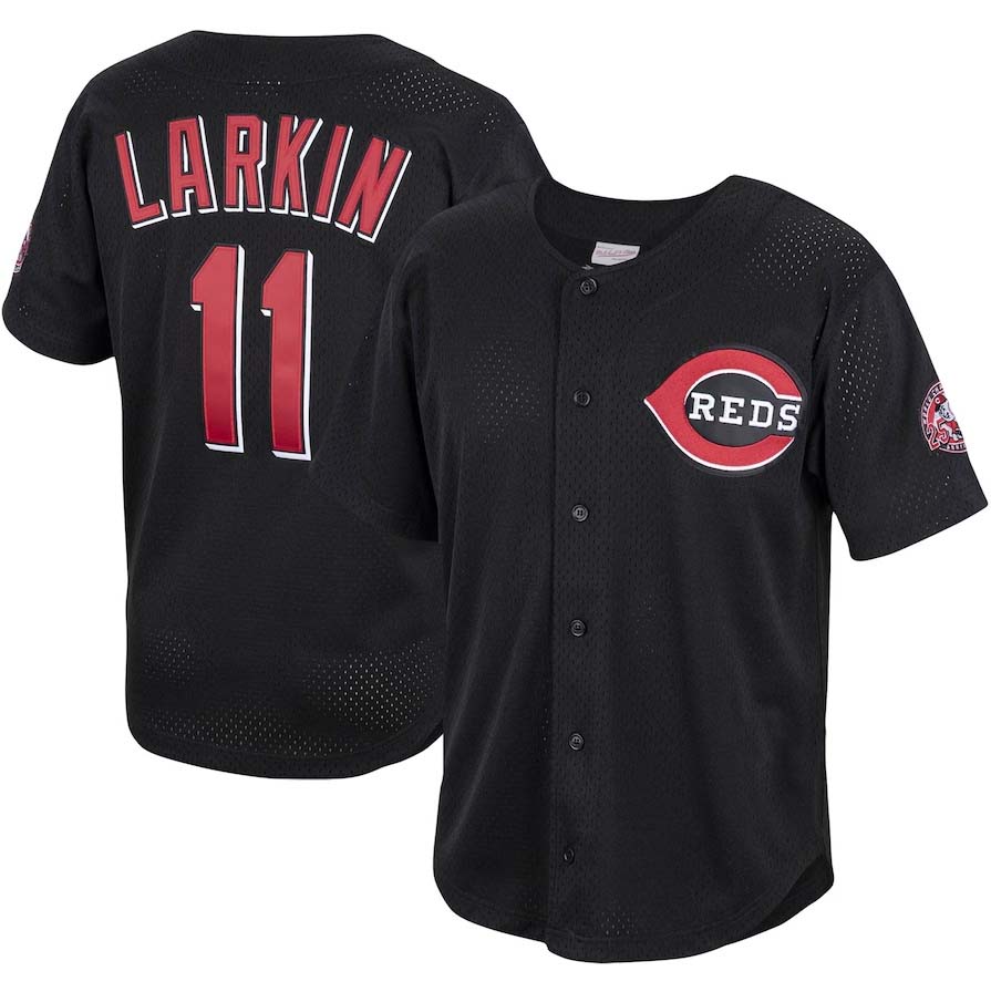 Cincinnati Reds #11 Barry Larkin Mitchell & Ness Cooperstown Collection Mesh Bat