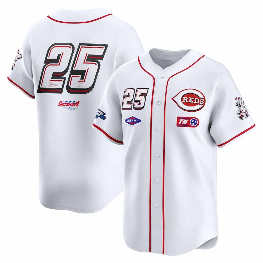 Cincinnati Reds #25 White 2025 Speedway Classic Home Limited Stitched Baseball J
