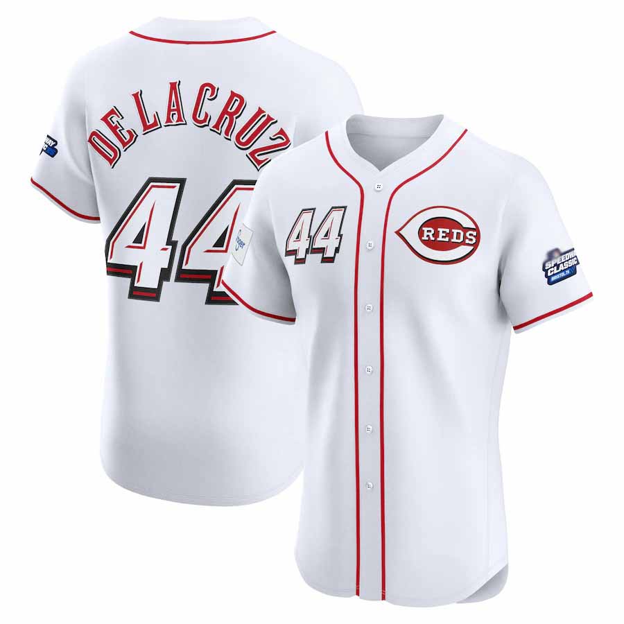 Cincinnati Reds #44 Elly De La Cruz White 2025 Speedway Classic Home Elite Playe