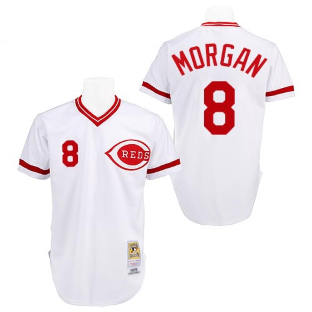 Cincinnati Reds Joe Morgan White 1975 Throwback Pullover Jersey