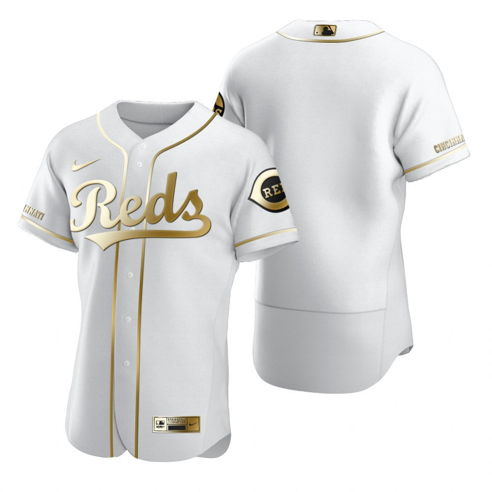 Cincinnati Reds Mlb Golden Brandedition White Jersey Gift For Reds Fans